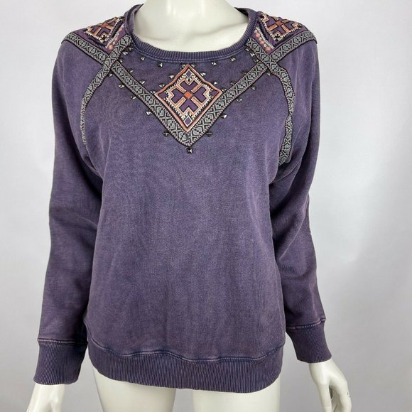 Urban Outfitters Sweaters - Urban Outfitters Ecote Betyar Embroidered Top Pullover Sweatshirt Purple Women S
